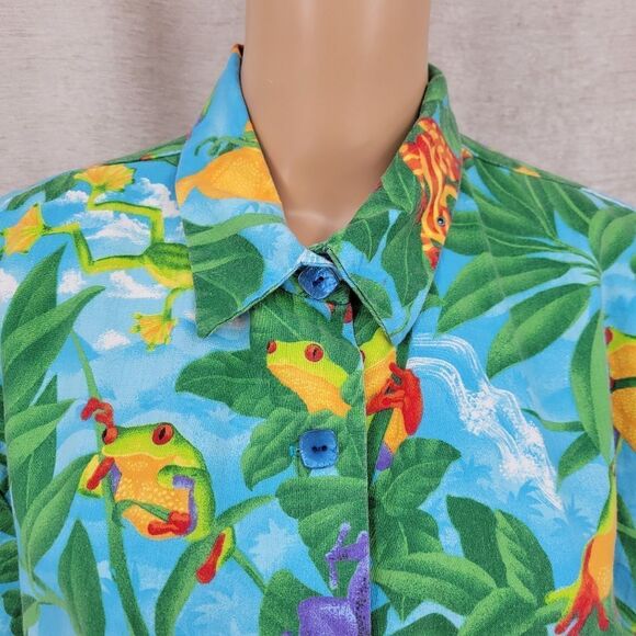 Cactus Flower Vintage Cropped Shirt Tropical Tree Frog Vacation - Picture 3 of 9